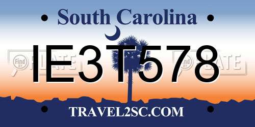 IE3T578 South Carolina License Plate