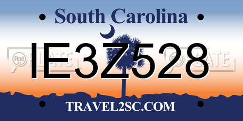 IE3Z528 South Carolina License Plate