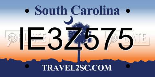 IE3Z575 South Carolina License Plate
