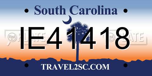 IE41418 South Carolina License Plate