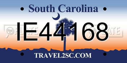 IE44168 South Carolina License Plate