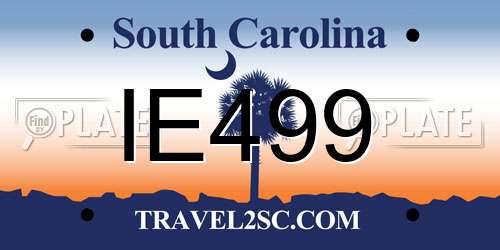 IE499 South Carolina License Plate