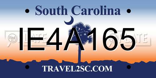 IE4A165 South Carolina License Plate