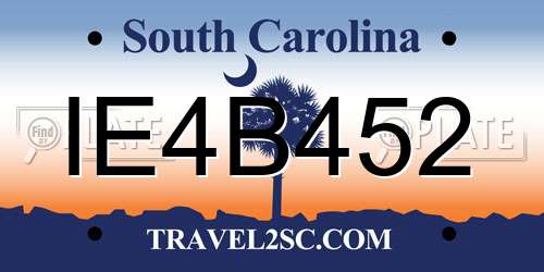 IE4B452 South Carolina License Plate