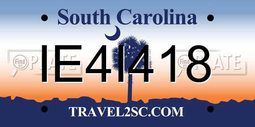 IE4I418 South Carolina License Plate