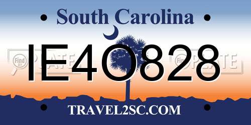 IE4O828 South Carolina License Plate