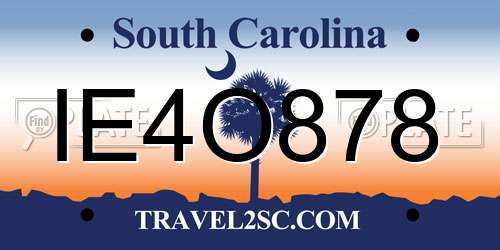 IE4O878 South Carolina License Plate