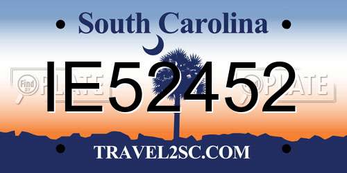 IE52452 South Carolina License Plate