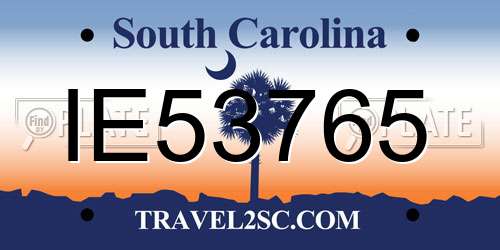 IE53765 South Carolina License Plate