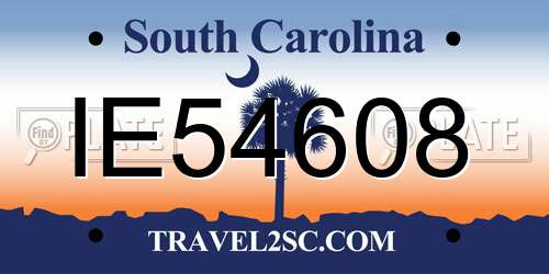IE54608 South Carolina License Plate