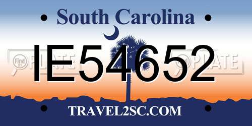 IE54652 South Carolina License Plate