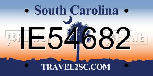 IE54682 South Carolina License Plate
