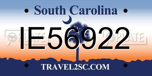 IE56922 South Carolina License Plate