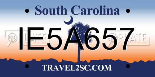 IE5A657 South Carolina License Plate