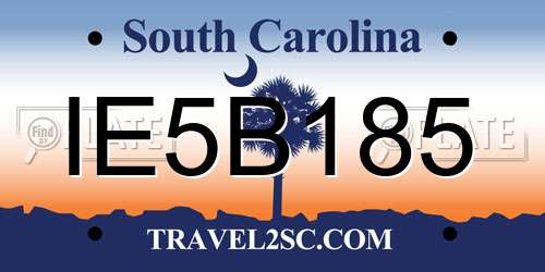 IE5B185 South Carolina License Plate