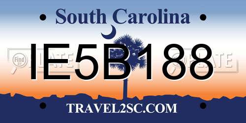 IE5B188 South Carolina License Plate