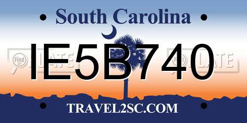 IE5B740 South Carolina License Plate