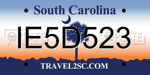 IE5D523 South Carolina License Plate