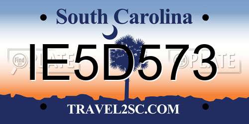 IE5D573 South Carolina License Plate