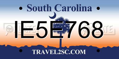 IE5E768 South Carolina License Plate