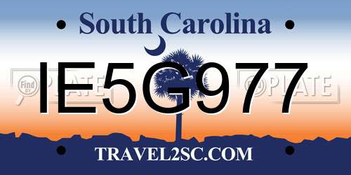 IE5G977 South Carolina License Plate