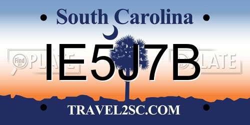 IE5J7B South Carolina License Plate