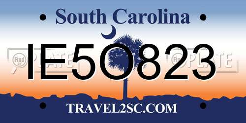 IE5O823 South Carolina License Plate