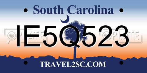 IE5Q523 South Carolina License Plate