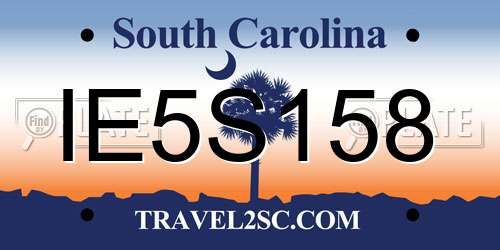 IE5S158 South Carolina License Plate