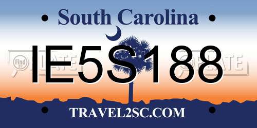IE5S188 South Carolina License Plate