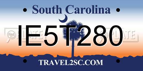 IE5T280 South Carolina License Plate