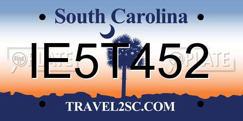 IE5T452 South Carolina License Plate