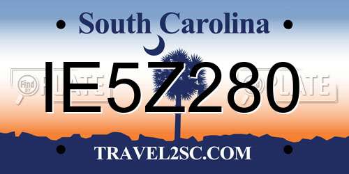 IE5Z280 South Carolina License Plate