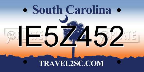 IE5Z452 South Carolina License Plate
