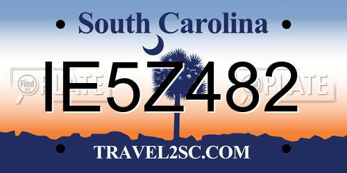 IE5Z482 South Carolina License Plate