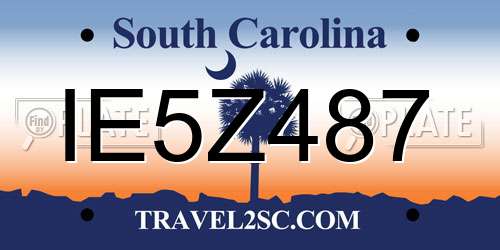 IE5Z487 South Carolina License Plate