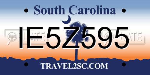 IE5Z595 South Carolina License Plate
