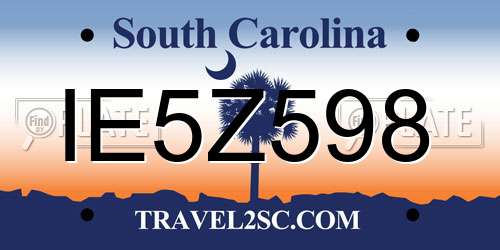 IE5Z598 South Carolina License Plate