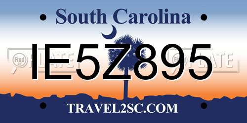 IE5Z895 South Carolina License Plate