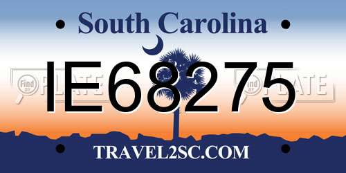 IE68275 South Carolina License Plate