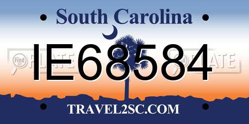 IE68584 South Carolina License Plate