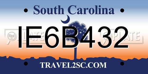 IE6B432 South Carolina License Plate