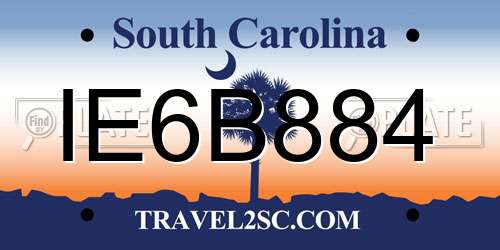 IE6B884 South Carolina License Plate