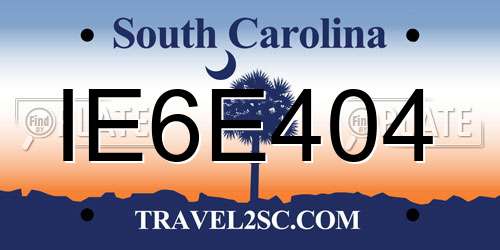 IE6E404 South Carolina License Plate