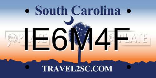 IE6M4F South Carolina License Plate