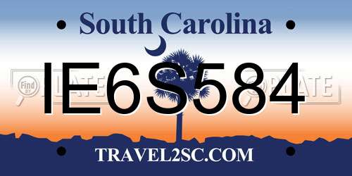 IE6S584 South Carolina License Plate