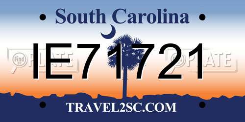 IE71721 South Carolina License Plate