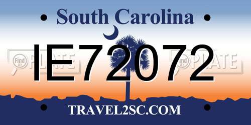 IE72072 South Carolina License Plate