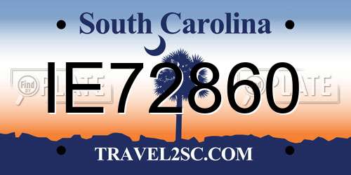 IE72860 South Carolina License Plate