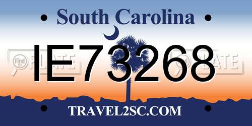 IE73268 South Carolina License Plate